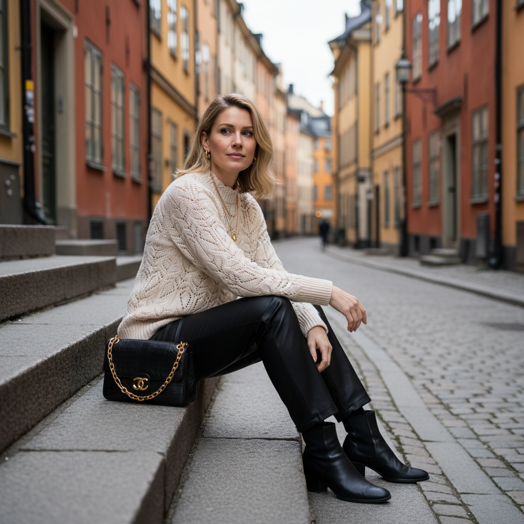 Cream crochet sweater Stockholm 5