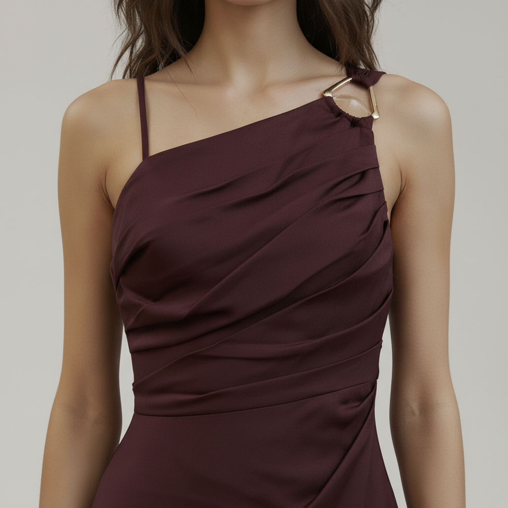 Dark Red Dress – Neckline Close-up