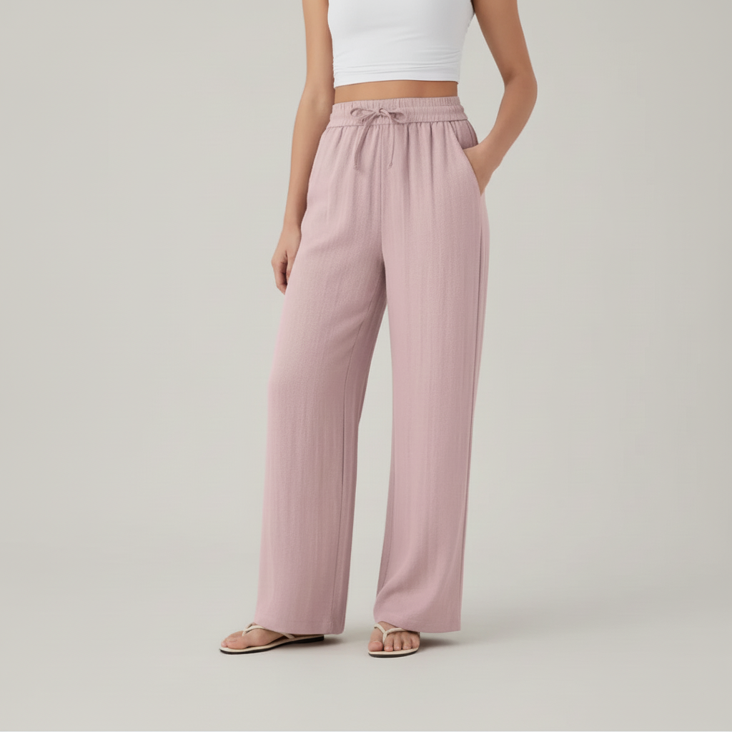 Dusty Pink Trousers - Light Grey Background