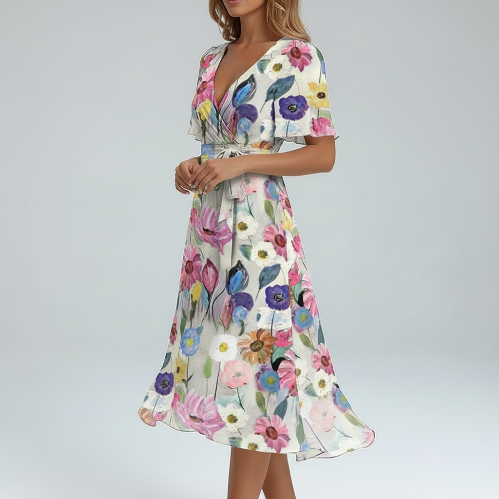 Flora Wrap Midi – 3/4 Left
