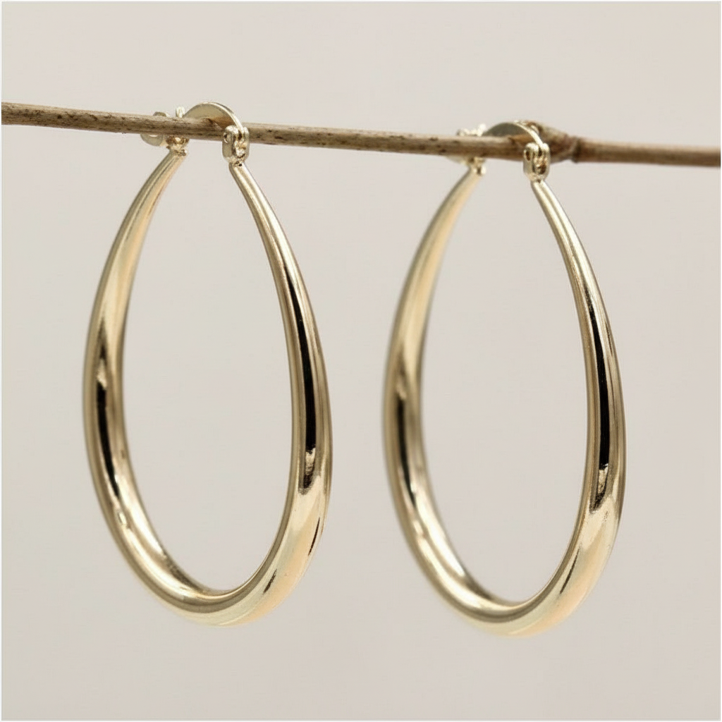 Gold teardrop hoop earrings