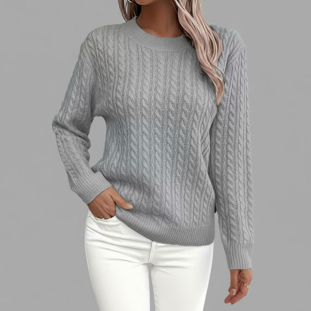 Gray Cable Knit Front