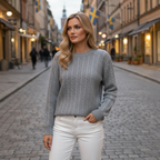 Gray Cable-Knit Sweater - Stockholm Street