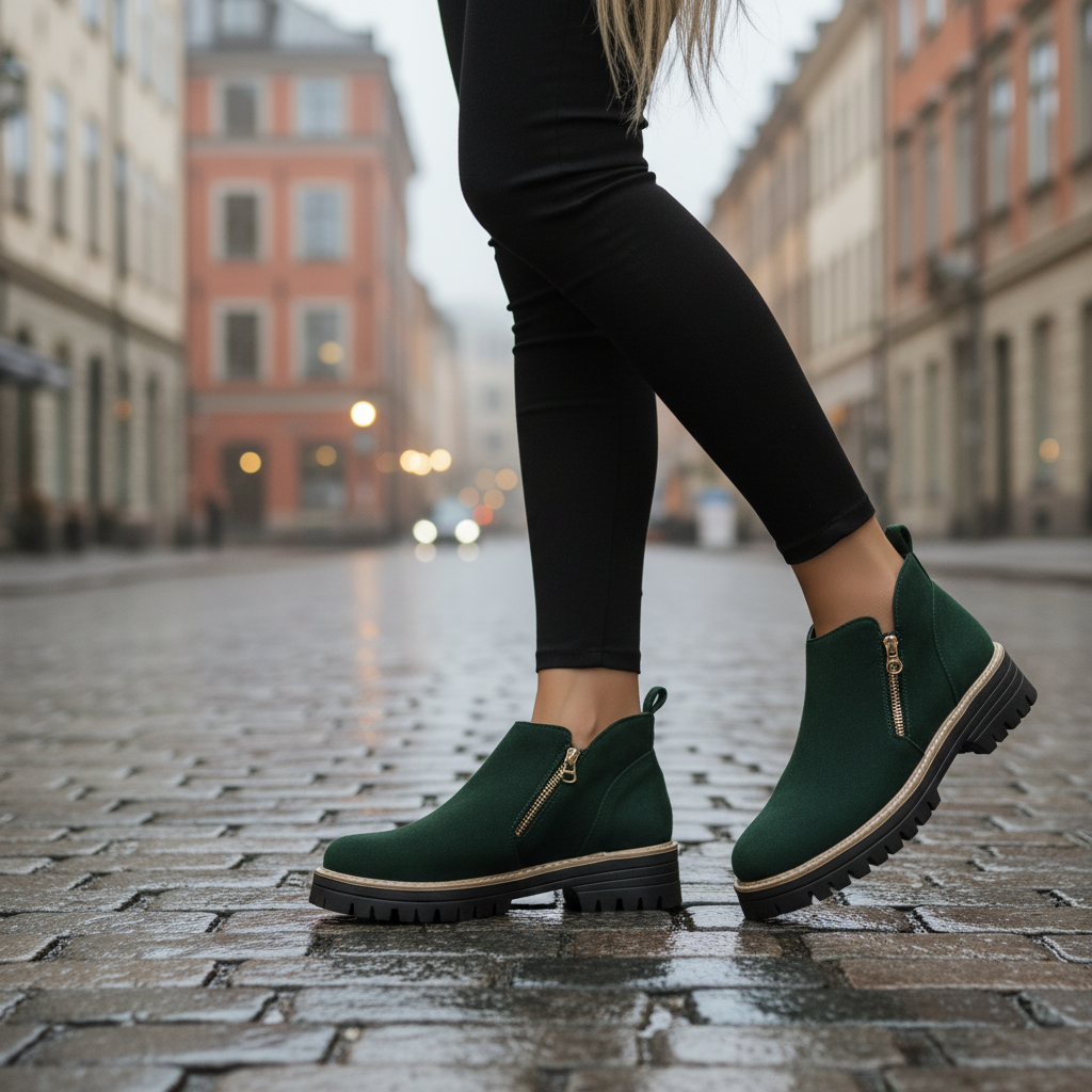 Green boots - Stockholm street walking