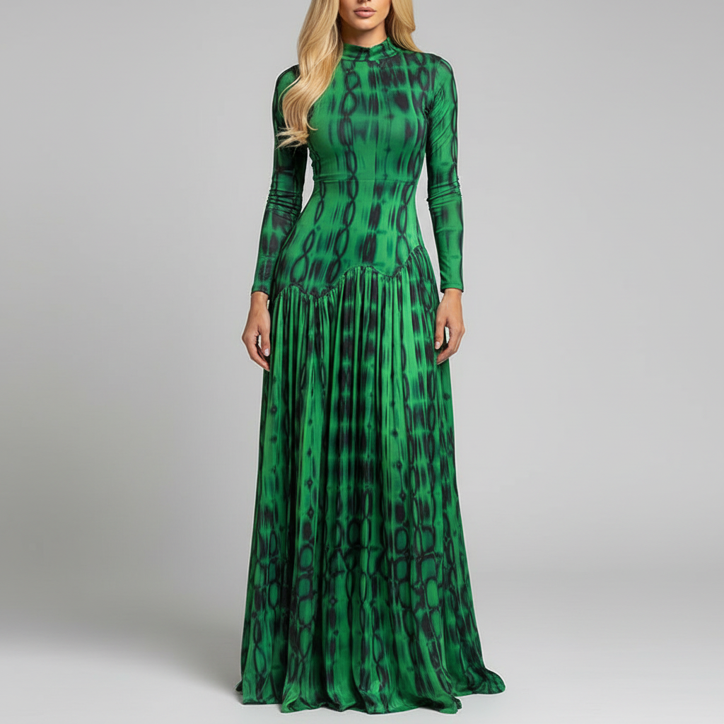Green Chain Print Maxi Dress – Studio