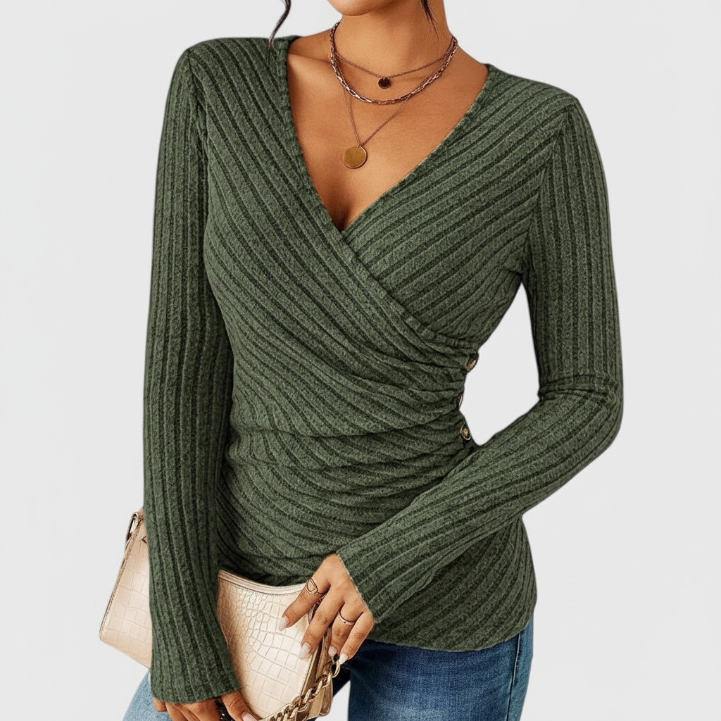 Green knit top without undershirt