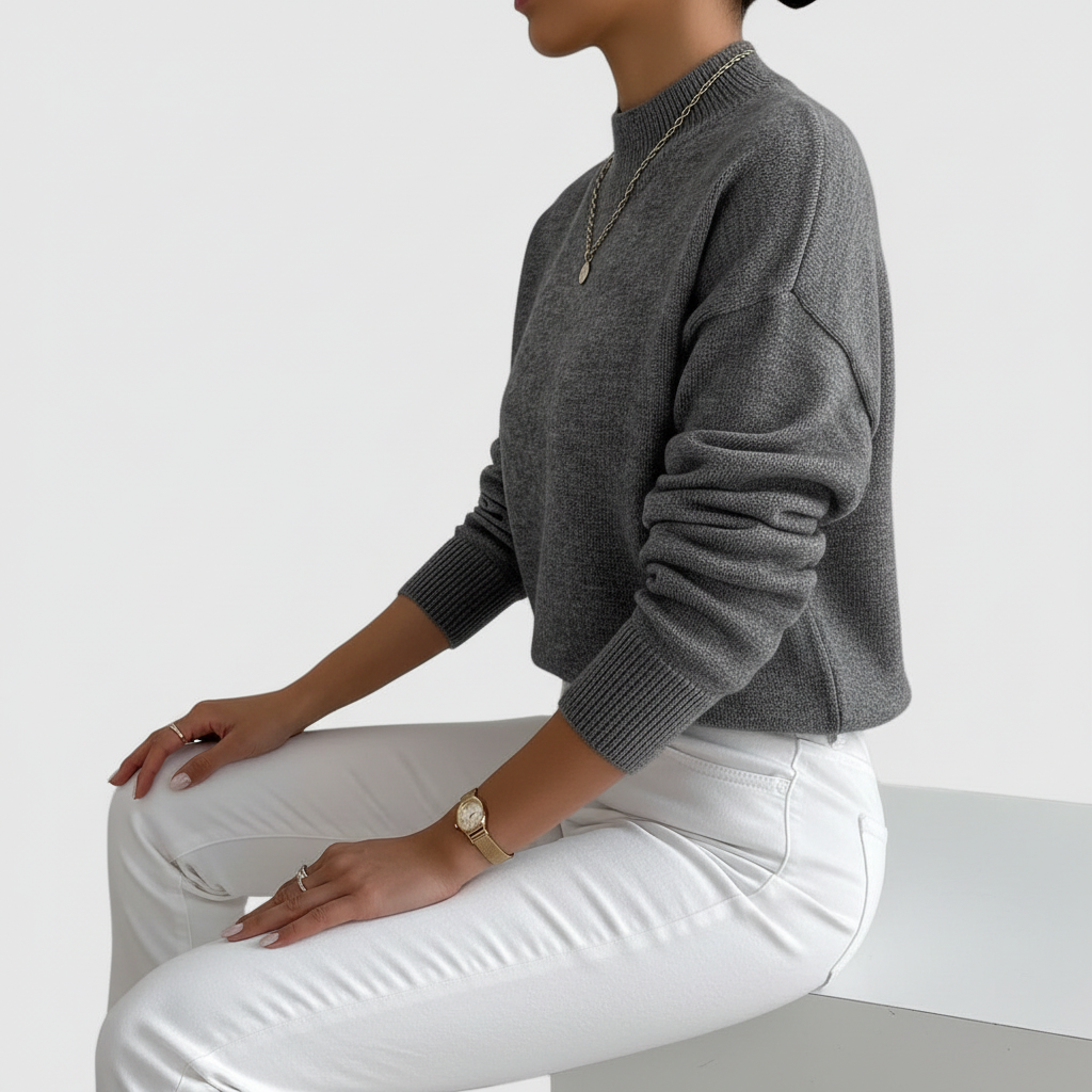 Grey sweater side profile