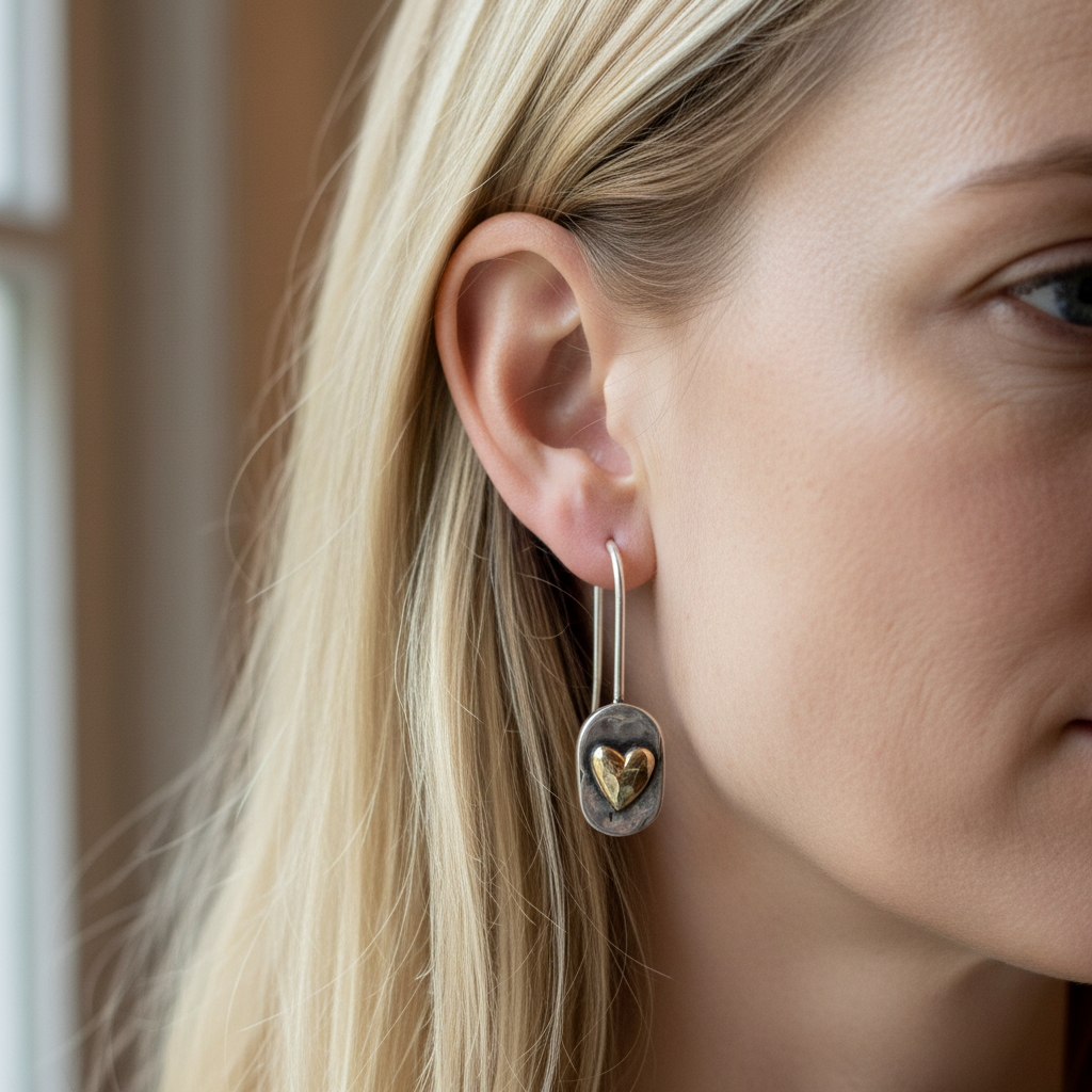 Heart earrings close-up realistic