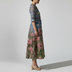 Impressionist Floral Midi – Side Pose Grey Studio