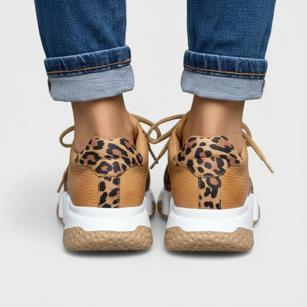 Leopard print sneakers back view