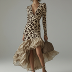 Leopard Ruffle Midi – Clean Solid Grey Background