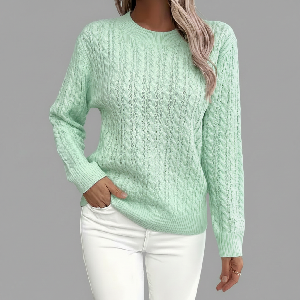 Mint Green Cable Knit Front