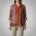 Multicolour Stripe Ruffle Blouse — Studio Shot