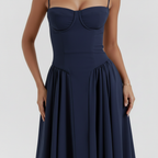 Navy Blue Dress Bodice Detail Close-up