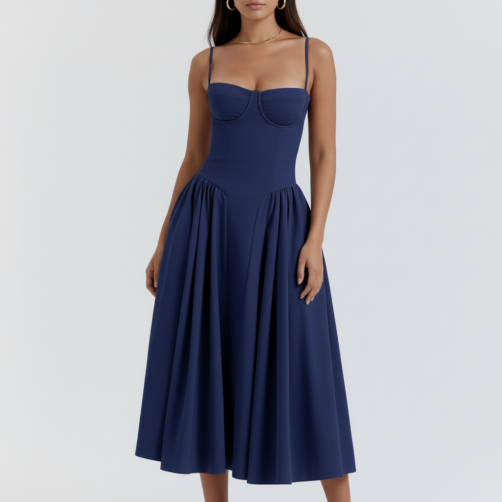 Navy Blue Midi Dress - Neutral Arms