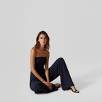 Navy Jumpsuit Floor Sit