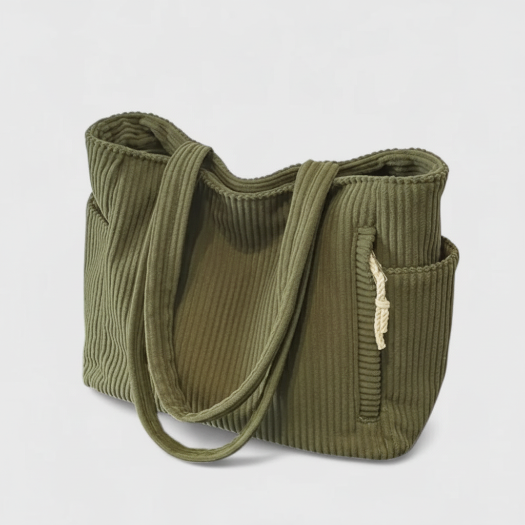 Olive Green Corduroy Tote Bag - 1024x1024