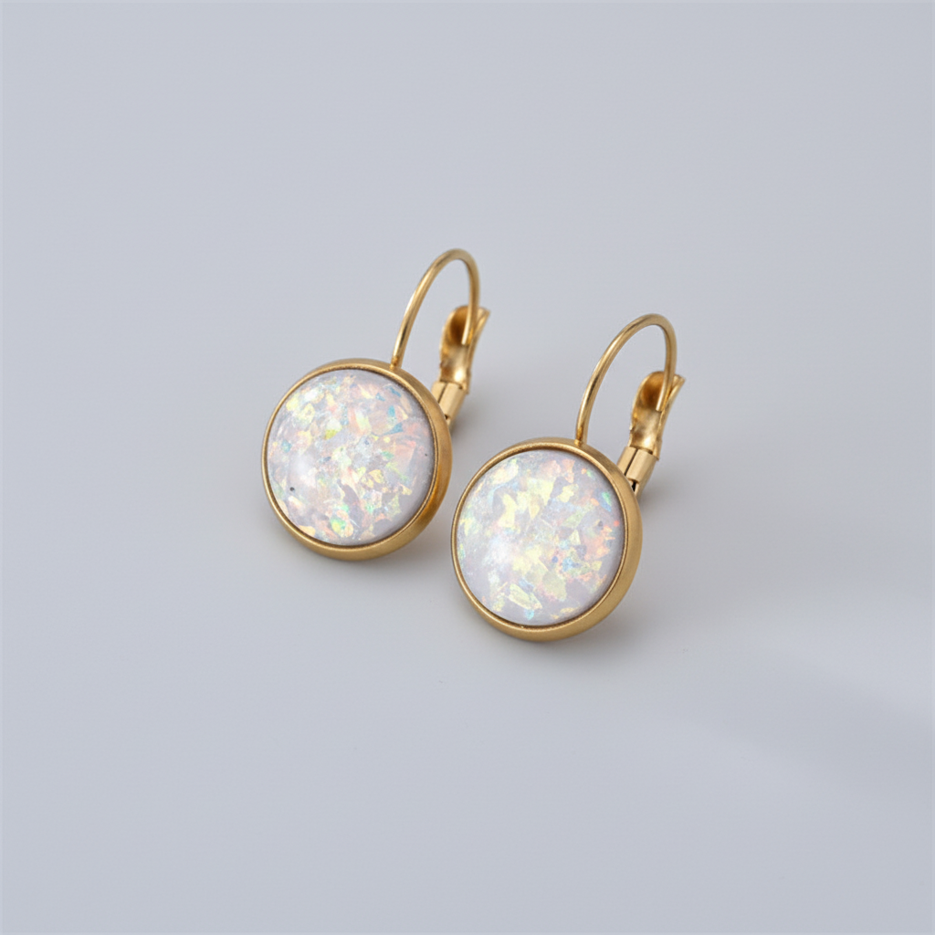 Opal earrings studio shot