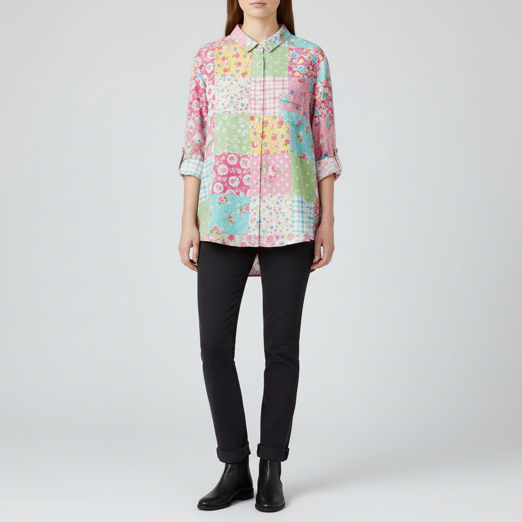 Patchwork Floral Shirt – Model Grey Studio