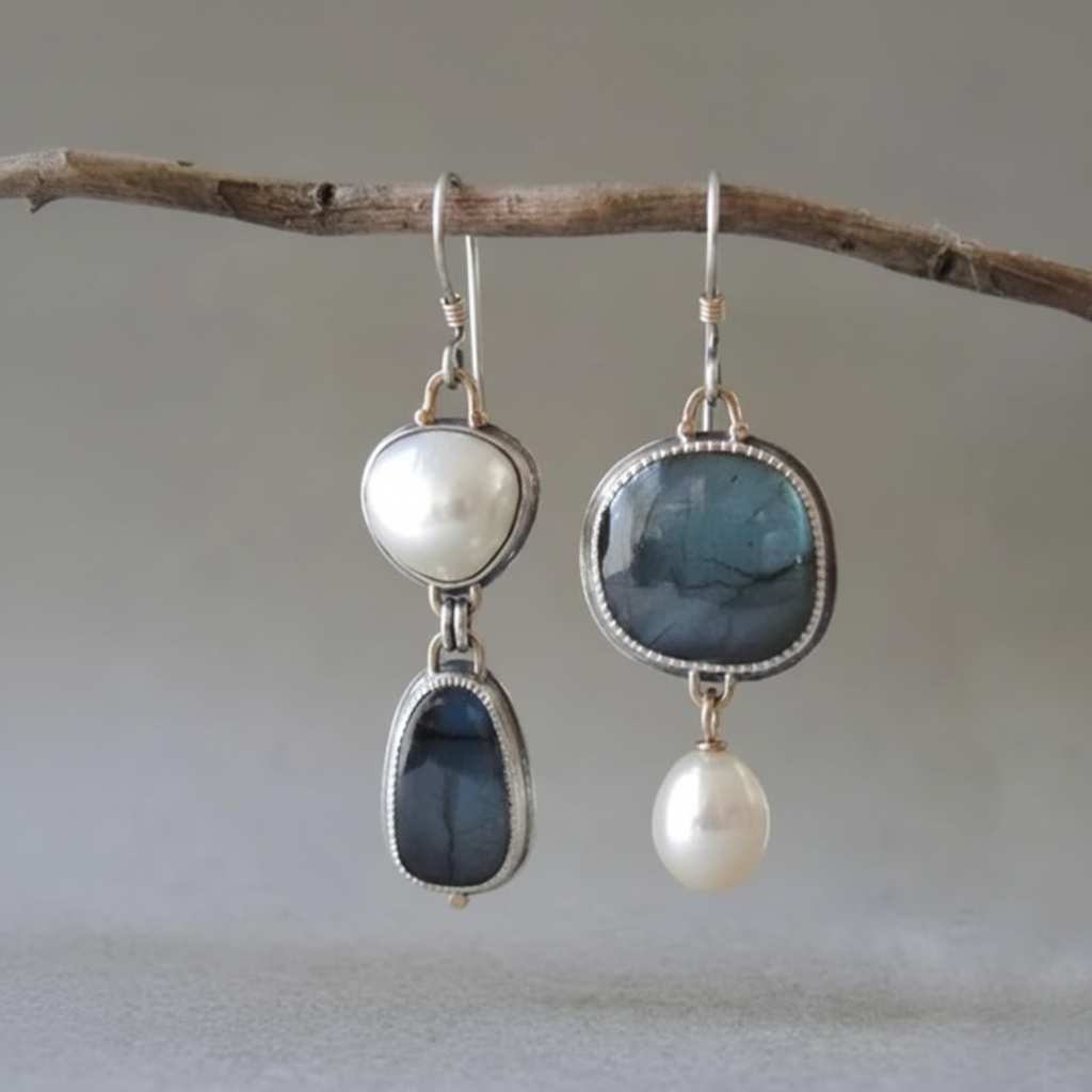 Pearl and gemstone earrings high quality