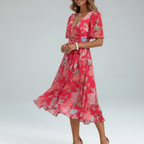 Pink Floral Midi – 3/4 Left