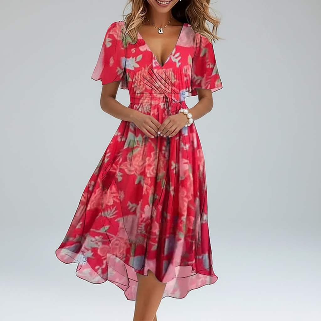 Pink Floral Wrap Midi – Hands Clasped Studio