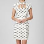 Polka dot dress cropped studio shot