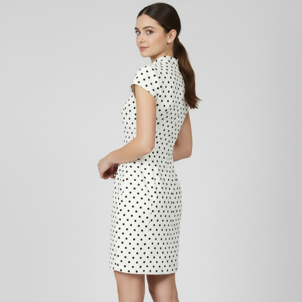 Polka dot dress rear 3/4