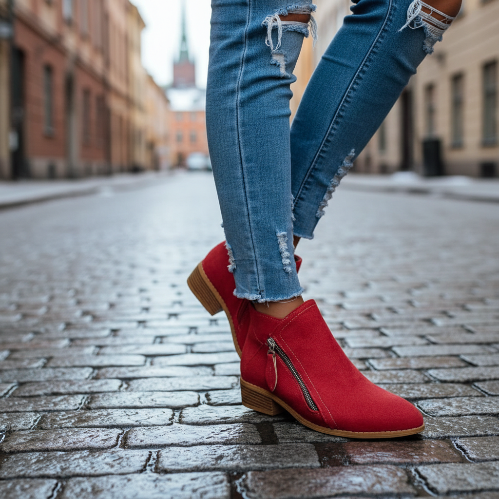 Red boots detail shot