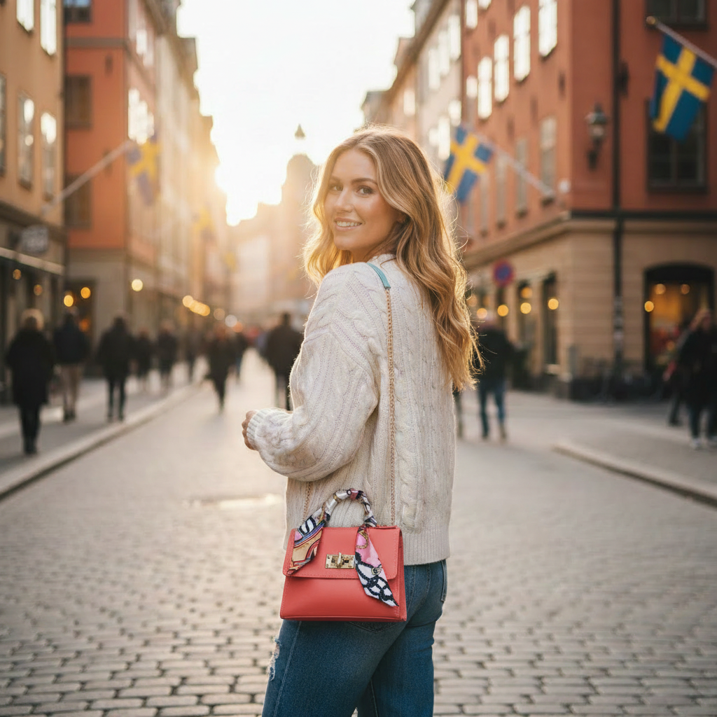 Red Handbag - Stockholm Street Scene
