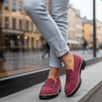 Red loafers - by café