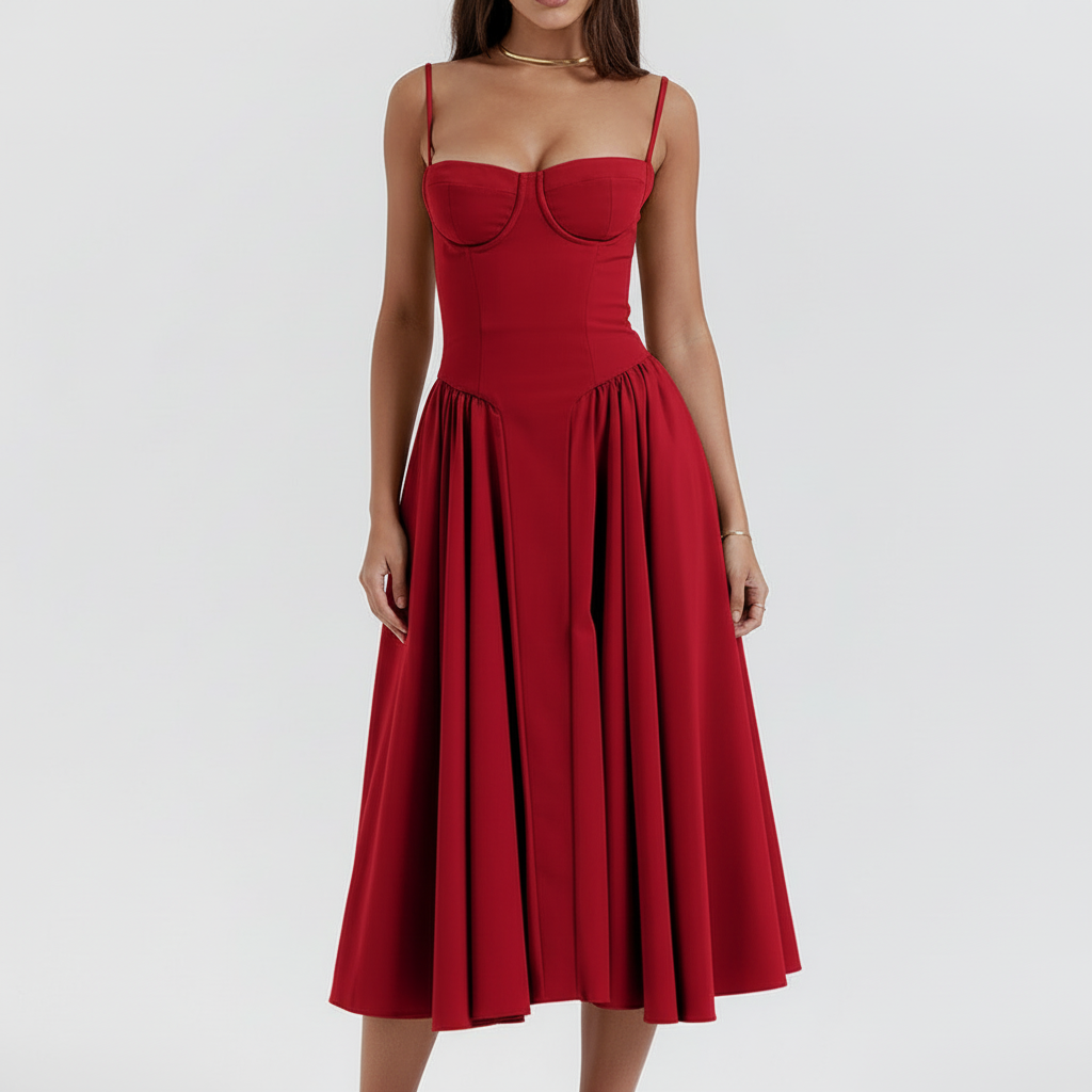 Red Midi Dress - Neutral Arms