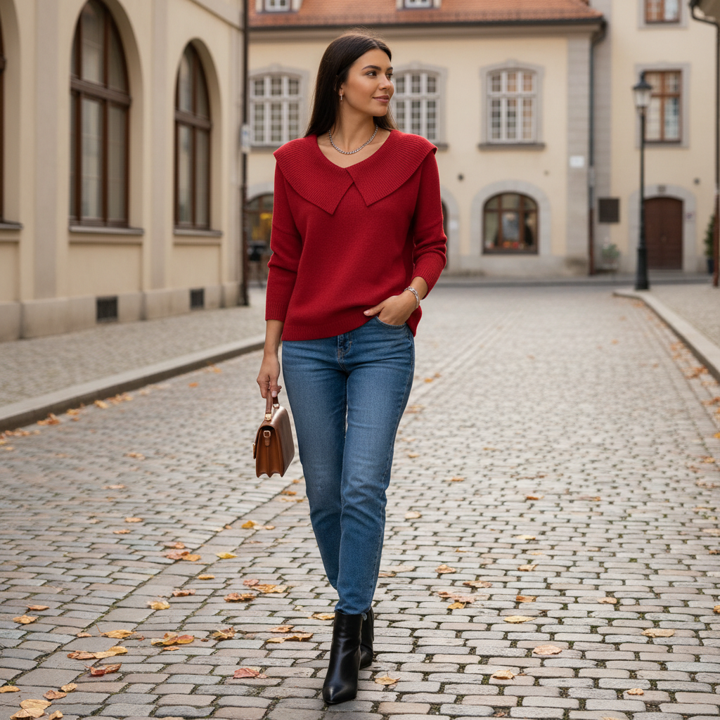 Red sweater lifestyle