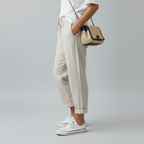 Side view – Beige relaxed trousers