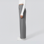 Side view – Grey wide-leg trousers