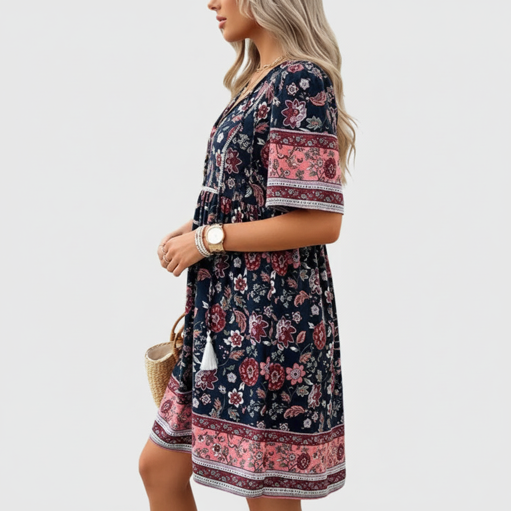 Side view of black bohemian dress