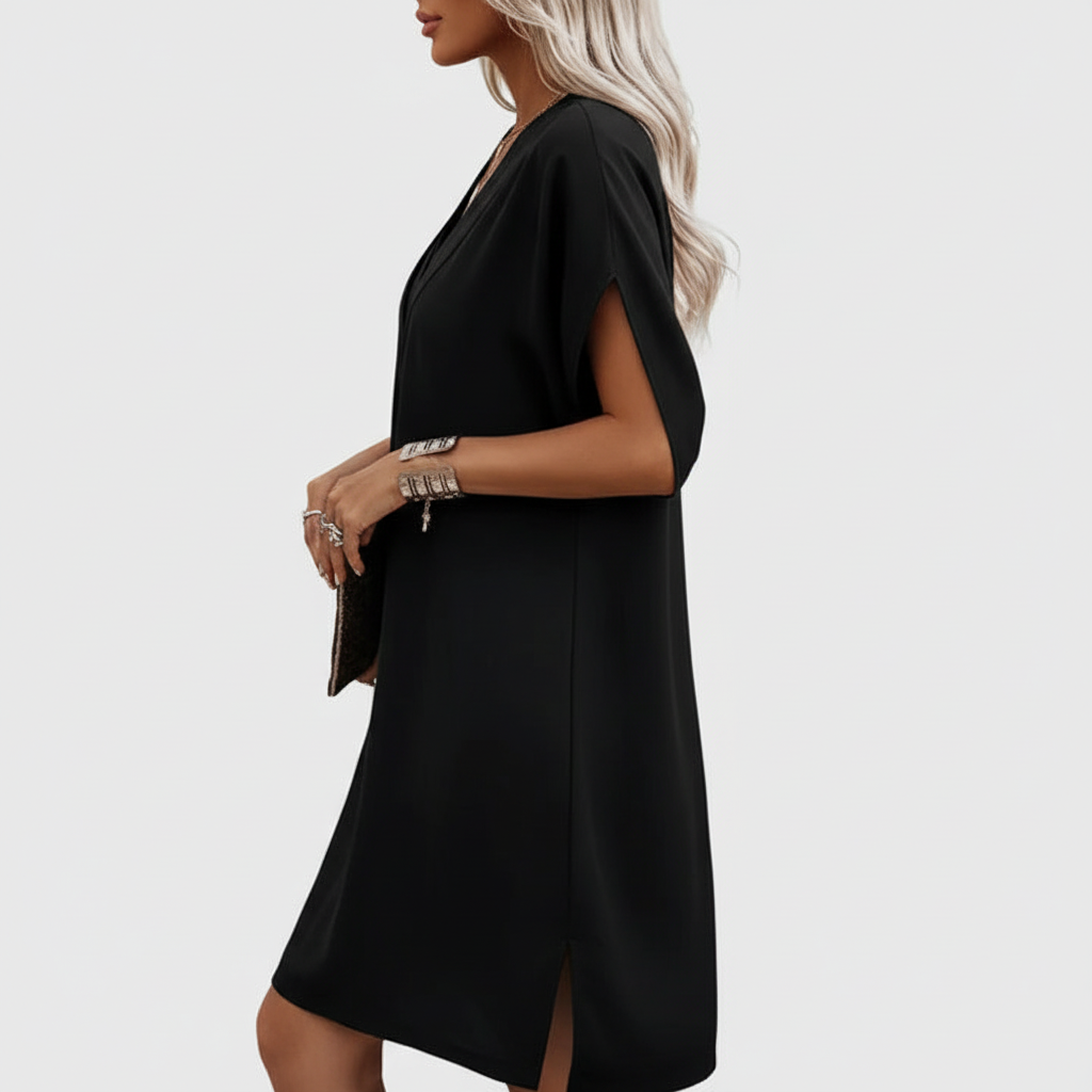 Side view of black dress