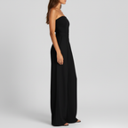 Side view of black jumpsuit