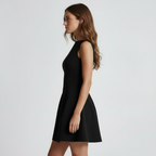 Side view of black sleeveless dress