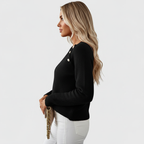 Side view of black sweater