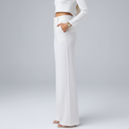 Side view – White wide-leg trousers