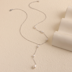 Silver pearl Y-necklace