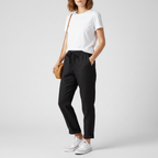 Studio pose – Black relaxed trousers