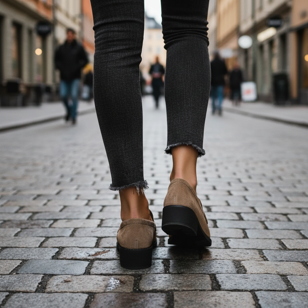 Taupe Loafers Back Angle