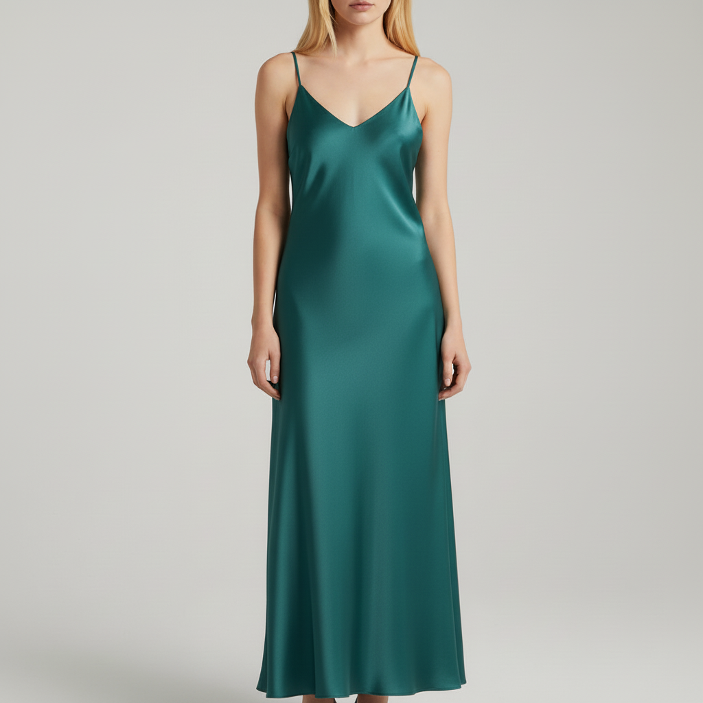 Teal Green Matte Slip Maxi