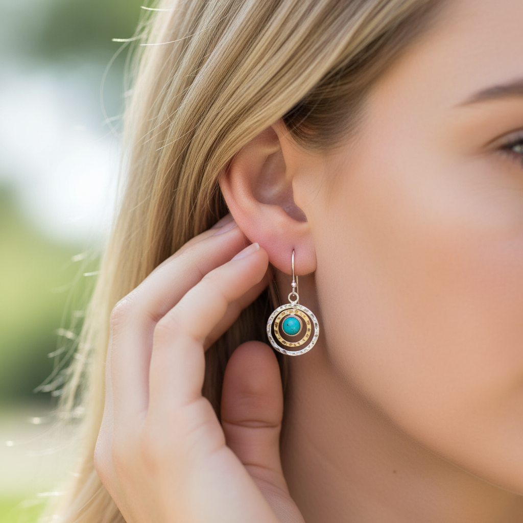 Turquoise earring close-up 3