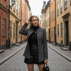 Tweed blazer - standing in alley