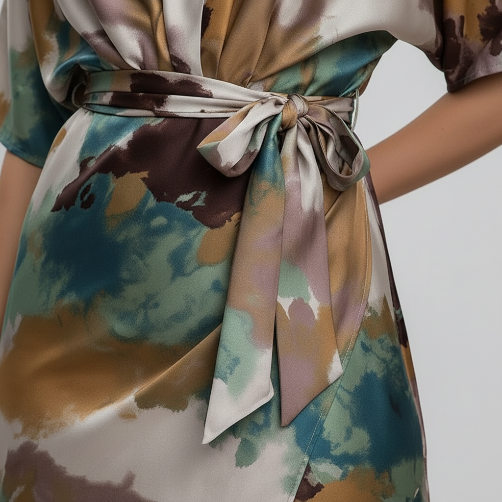 Watercolor dress belt detail