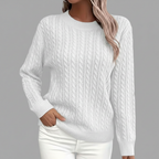 White Cable Knit Front