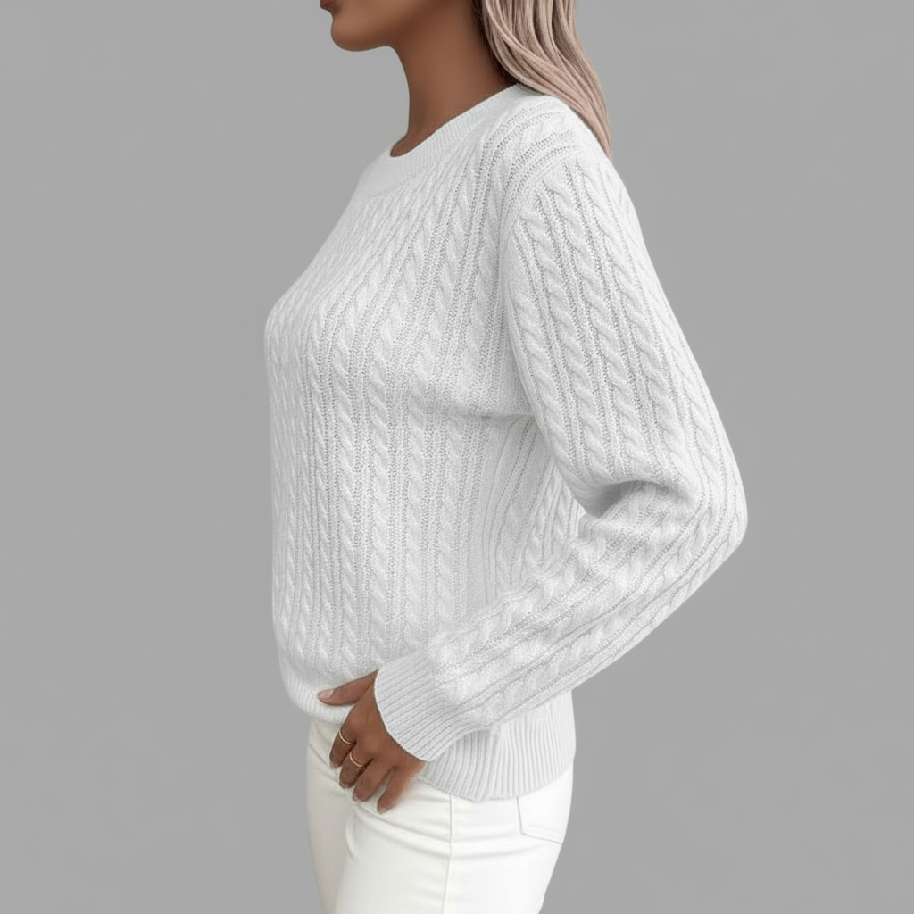 White Cable Knit Side